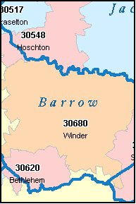 zip county code barrow map ga georgia