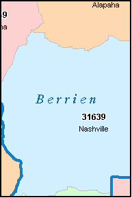 BERRIEN County, GA ZIP Code Map