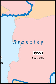 BRANTLEY County, GA ZIP Code Map