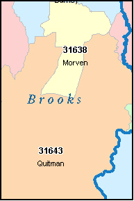 BROOKS County, GA ZIP Code Map