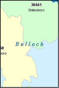 BULLOCH County, GA ZIP Code Map