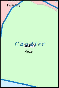 CANDLER County, GA ZIP Code Map