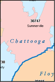 CHATTOOGA County, GA ZIP Code Map
