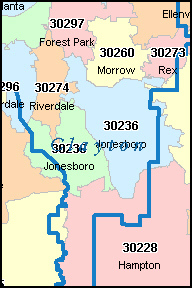 CLAYTON County, GA ZIP Code Map