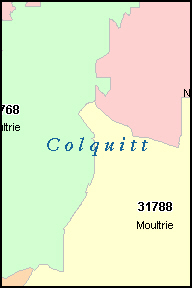 COLQUITT County, GA ZIP Code Map