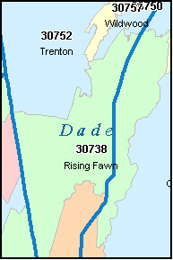 DADE County, GA ZIP Code Map