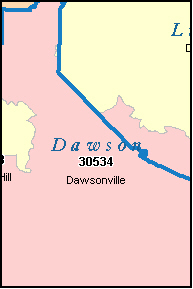 DAWSON County, GA ZIP Code Map