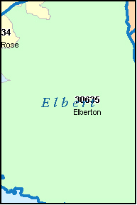 ELBERT County, GA ZIP Code Map
