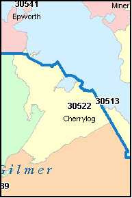 FANNIN County, GA ZIP Code Map