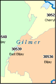 GILMER County, GA ZIP Code Map