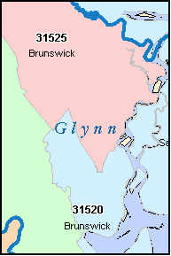 GLYNN County, Georgia Digital ZIP Code Map
