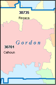 GORDON County, GA ZIP Code Map