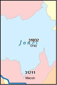 JONES County, GA ZIP Code Map