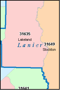 LANIER County, GA ZIP Code Map