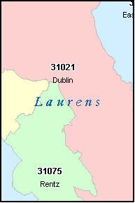 EAST DUBLIN Georgia, GA ZIP Code Map