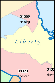 LIBERTY County, GA ZIP Code Map