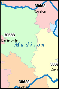 MADISON County, Georgia Digital ZIP Code Map