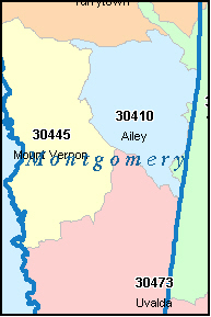 MONTGOMERY County, GA ZIP Code Map