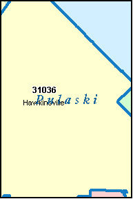 PULASKI County, GA ZIP Code Map