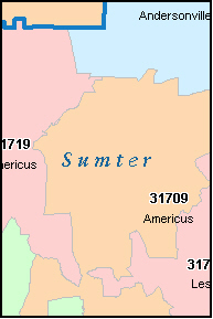 SUMTER County, Georgia Digital ZIP Code Map