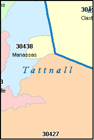 TATTNALL County, GA ZIP Code Map