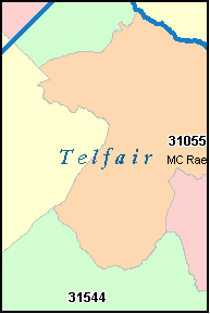TELFAIR County, GA ZIP Code Map