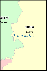 TOOMBS County, GA ZIP Code Map