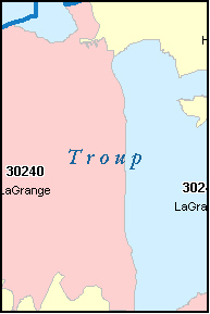 TROUP County, Georgia Digital ZIP Code Map