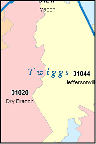 TWIGGS County, GA ZIP Code Map