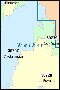 WALKER County, GA ZIP Code Map