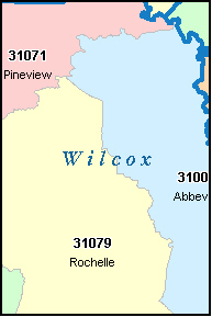 WILCOX County, GA ZIP Code Map