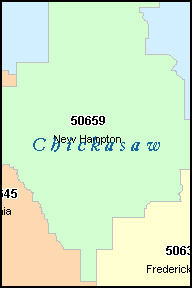 CHICKASAW County, IA ZIP Code Map