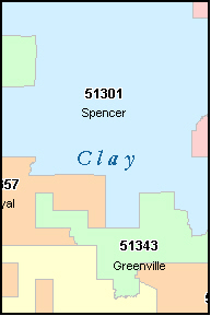 CLAY County, IA ZIP Code Map