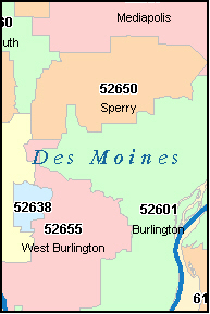 DES MOINES County, Iowa Digital ZIP Code Map