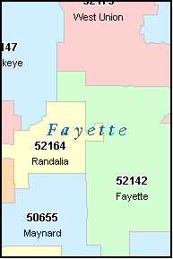 FAYETTE County, IA ZIP Code Map