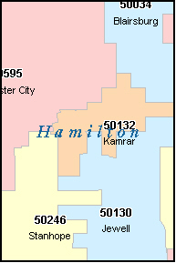 HAMILTON County, IA ZIP Code Map