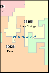 HOWARD County, IA ZIP Code Map