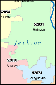 JACKSON County, IA ZIP Code Map