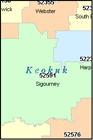 KEOKUK County, IA ZIP Code Map