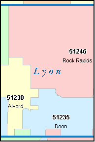 LYON County, IA ZIP Code Map