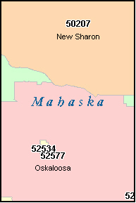 MAHASKA County, IA ZIP Code Map