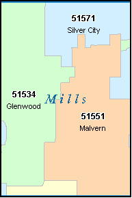 MILLS County, IA ZIP Code Map