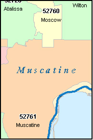 MUSCATINE County, IA ZIP Code Map