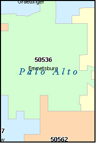PALO ALTO County, IA ZIP Code Map