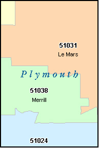 PLYMOUTH County, IA ZIP Code Map