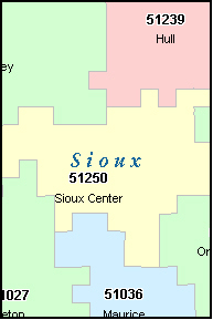 SIOUX County Iowa Digital ZIP Code Map
