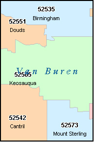 VAN BUREN County, IA ZIP Code Map