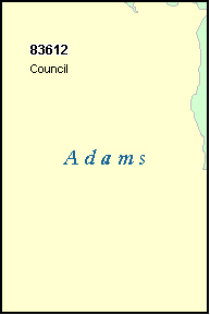 ADAMS County, ID ZIP Code Map