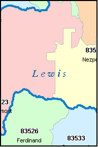 LEWIS County, ID ZIP Code Map
