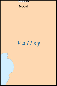 VALLEY County, ID ZIP Code Map